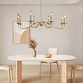 ieftine Design Stil Lumânare-candelabru auriu candelabru modern cu 8 lumini pentru sufragerie, dormitor, foaier, sufragerie, insulă de bucătărie, intrare, birou, bar, decor fermă 110-240v