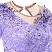 economico Abiti da Pattinaggio Artistico-Vestito da pattinaggio artistico Per donna Da ragazza Pattinaggio sul ghiaccio Vestiti Completi Lilla Nero Bianco Collage Retato Elastene Di pizzo Elevata elasticità Competizione Vestiti da