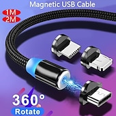 cheap Cell Phone Cables-2023 magnetic USB cable LED magnetic charging cable suitable for iPhone micro USB C type fast charging magnet charger mobile phone cable