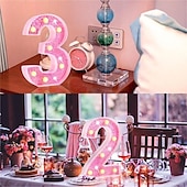 cheap Decorative Lights-LED Letter Lights Light Up Pink Letters Glitter Alphabet Letter Sign Battery Powered for Night Light Birthday Party Wedding Girls Gifts Home Bar Christmas Decoration Pink Letter