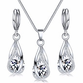 abordables Conjuntos de joyas-Los sistemas nupciales de la joyería 2 Zirconio Cristal Anillos 1 Collar Mujer Moda Estilo lindo Fresco Encantador Clásico Precioso Irregular Conjunto de joyas Para Boda Fiesta