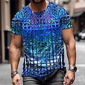 billige 3D T-skjorter-Herre Grafisk Geometrisk metallisk skjorte T skjorte Kortermet T skjorte 3D-utskrift Crew-hals Skjorte Årgang Mote Designer utendørs Daglig Sport Blå Lilla Oransje Vår sommer Klær S M L XL 2XL 3XL