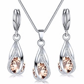 abordables Conjuntos de joyas-Los sistemas nupciales de la joyería 2 Zirconio Cristal Anillos 1 Collar Mujer Moda Estilo lindo Fresco Encantador Clásico Precioso Irregular Conjunto de joyas Para Boda Fiesta
