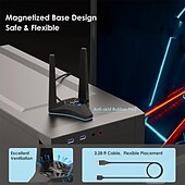 رخيصةأون أجهزة توجيه لاسلكية-محول wifi للكمبيوتر المحمول ، ac1300 usb3.0 ، بطاقة شبكة USB مزدوجة النطاق للكمبيوتر ، دونجل USB wifi عالي السرعة مع قاعدة مغناطيسية ، USB wifi إشارة الداعم