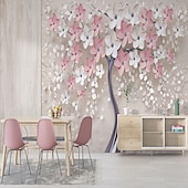 cheap Wallpaper-Cool Wallpapers Wall Mural Flower Wallpaper Wall Sticker Covering Print Adhesive Required Forest 3D Effect Floral Flower Canvas Home Décor