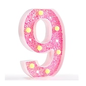 cheap Decorative Lights-LED Letter Lights Light Up Pink Letters Glitter Alphabet Letter Sign Battery Powered for Night Light Birthday Party Wedding Girls Gifts Home Bar Christmas Decoration Pink Letter