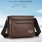 economico Borselli da uomo-borsa a tracolla in similpelle marrone da uomo - borsa a tracolla con tasche multi-cerniera per l&#039;uso quotidiano e i viaggi