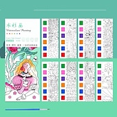 preiswerte Mal-, Zeichen- und Künstlerbedarf-12-teiliges Aquarell-Malbuch für Kinder, Mal- und Zeichenbuch für Schüler, Zeichen- und Malpapier mit integriertem Aquarellstift, der die Konzentration der Kinder verbessert