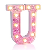 cheap Decorative Lights-LED Letter Lights Light Up Pink Letters Glitter Alphabet Letter Sign Battery Powered for Night Light Birthday Party Wedding Girls Gifts Home Bar Christmas Decoration Pink Letter