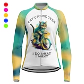 billiga Tröjor för kvinnor-Dam Cykeltröja Grafisk Långärmad Cykel Tröja Överdelar med 3 bakfickor Bergscykling Vägcykling Snabb tork Reflexremsa Bakficka Fuktabsorberande sporter Violett Rosa Blå Kläder