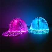 baratos Novidades-Boné de Fibra Óptica com LED e 7 Cores Boné de Beisebol Iluminado Recarregável via USB para Festa Evento Boné de Feriado