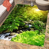 baratos tapetes para sala e quarto-Linda paisagem madeiras tecido de flanela impresso colchão de entrada para casa colchão colchão de banheiro colchão