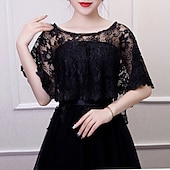 cheap Cape-Women&#039;s Wrap Cape Vintage Elegant Sleeveless Polyester Wedding Wraps With Lace For Wedding Summer