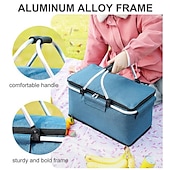 abordables Organizadores para coche-Cesta de picnic con asa plegable aislada para picnic de alta calidad de 24 l