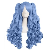 cheap Party Wigs-Wavy Blonde Ponytail Wig for Jean Cosplay Game Princess Golden Anime Hair Wigs with Pigtails Bangs Halloween Wigs