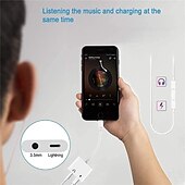 voordelige USB-hubs-adapter &amp; splitter voor iphone hoofdtelefoon 2 in 1 dual interface voor iphone oplader kabel aux audio adapter converter voor iphone 13/12/11/x/xs/xr/8/7 ipad ondersteuning bellen opladen