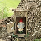 cheap Garden Sculptures&amp;Statues-Funny Garden Gnome Outdoor Statues Naughty Sculpture Decoration Inappropriate Read Newspaper Gnome for Indoor Lawn Yard Red