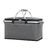 abordables Organizadores para coche-Cesta de picnic con asa plegable aislada para picnic de alta calidad de 24 l