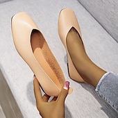 ieftine Pantofi Joși de Damă-balerini negri de damă – pantofi cu slip-on din piele artificială moale pentru lucru, ocazional și purtare zilnică