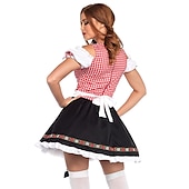halpa Dirndl-Oktoberfest dirndl Trachtenkleader Dirndl pusero Oktoberfest / Olut baijerilainen Saksa München Niityt Naisten Perinteinen tyyli kangas Leninki Esiliina