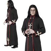 cheap Men&#039;s Costumes-Vampire Pastor Cosplay Costume Masquerade Adults&#039; Men&#039;s Cosplay Halloween Carnival Performance Halloween Halloween Carnival Masquerade Easy Halloween Costumes With Wig