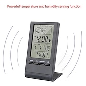 cheap Radios and Clocks-LED Digital Clock Thermometer Hygrometer Gauge Indicator Alarm Clock Indoor/Outdoor Weather Station Automatic Electronic Temperature Humidity Monitor Clock