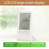 cheap Radios and Clocks-LED Digital Clock Thermometer Hygrometer Gauge Indicator Alarm Clock Indoor/Outdoor Weather Station Automatic Electronic Temperature Humidity Monitor Clock