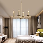 ieftine Design Stil Lumânare-candelabru auriu candelabru modern cu 8 lumini pentru sufragerie, dormitor, foaier, sufragerie, insulă de bucătărie, intrare, birou, bar, decor fermă 110-240v