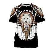 お買い得  愛国心-アメリカンインディアン Ｔシャツ(21) プリント 3D グラフィック柄 用途 男性用 成人 マスカレード 3Dプリント カジュアル／普段着