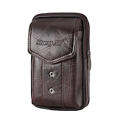 cheap Universal Phone Bags-Large Capacity Men&#039;s Leather Bag Wear Belt Waist Bag Mobile Phone Bag Men&#039;s Coin Purse Cigarette Bag