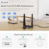 رخيصةأون أجهزة توجيه لاسلكية-محول wifi للكمبيوتر المحمول ، ac1300 usb3.0 ، بطاقة شبكة USB مزدوجة النطاق للكمبيوتر ، دونجل USB wifi عالي السرعة مع قاعدة مغناطيسية ، USB wifi إشارة الداعم