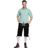 economico pantaloni di pelle-Birra Oktoberfest Costume Lederhosen Camicia Cappello alpino Bavarese Bavarese Tedesco Monaco di Baviera Prati Per uomo Panno in stile tradizionale Blusa Shorts Cappello