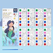 preiswerte Mal-, Zeichen- und Künstlerbedarf-12-teiliges Aquarell-Malbuch für Kinder, Mal- und Zeichenbuch für Schüler, Zeichen- und Malpapier mit integriertem Aquarellstift, der die Konzentration der Kinder verbessert