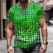billige 3D T-skjorter-Herre Grafisk Geometrisk metallisk skjorte T skjorte Kortermet T skjorte 3D-utskrift Crew-hals Skjorte Årgang Mote Designer utendørs Daglig Sport Blå Lilla Oransje Vår sommer Klær S M L XL 2XL 3XL