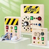 abordables Jouets éducatifs-interrupteur de lumière montessori planche sensorielle occupée en bois cordons et clés enfichables apprentissage éducatif jouet de décompression aller à l&#039;école cadeaux de vacances pour les enfants