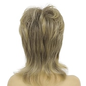 economico Parrucche storiche-parrucca bionda mullet dai cloud per donna parrucca a strati ispida lunga fino alle spalle parrucche anni &#039;70 e &#039;80 parrucche cosplay parrucche per capelli giornalieri parrucca di carnevale