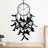 abordables Attrapeurs de rêves-Attrape-rêves noir fait à la main cadeau tenture murale décor art ornement artisanat plume pour enfants chambre mariage festival