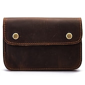 cheap Universal Phone Bags-Men&#039;s Fanny Waist Bag Crazy Horse Genuine Leather Waist Packs Belt Loop Hip Hook Bum Bag Handmade Travel Small Phone Waist Pouch
