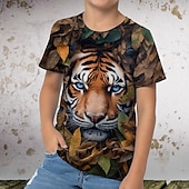tanie 3D zwierzęta dla chłopca-Dla chłopców 3D Graficzny Zwierzę Kreskówki Podkoszulek T-shirt Krótki rękaw Druk 3D Lato Wiosna Aktywny Sport Moda Dzieci 3-12 lat Na zewnątrz Codzienny Regularny