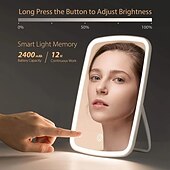 رخيصةأون أضواء الديكور-3 ألوان led ماكياج مرآة خرز مصباح عالي الكثافة في المرآة تعديل شاشة تعمل باللمس السطوع ملء ضوء مرآة واجهة شحن USB قابلة للطي وتحمل بسهولة هدية عيد ميلاد عيد الحب للأم وصديقاتها