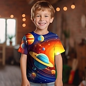 cheap Boy&#039;s 3D Vision &amp; Geometry-Boys 3D Graphic Galaxy Space T shirt Tee Short Sleeve 3D Print Summer Spring Active Sports Fashion Kids 3-12 Years Outdoor Casual Daily Regular Fit