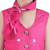 cheap Couple &amp; Group Costumes-Hot Pink Cowgirl Set Doll Movie Cosplay Costume Masquerade Girls&#039; Movie Cosplay Retro Vintage Vest Pants Scarf Masquerade Halloween