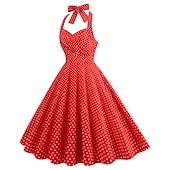 olcso Ruhák-Retró 1950-es Rockabilly A-Line ruha Swing ruha Pánt Pöttyös Női Álarcos mulatság Alkalmi / Napi Lánybúcsú Felnőttek Ruha Hazatérő ruhák Tavaszi nyár
