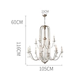 economico Lampadari-lampadario per sala da pranzo stile candela 6/9/12 teste moderna illuminazione a sospensione in fattoria, lampada a sospensione a soffitto a candela spazzolata a 9 luci per soggiorno camera da letto