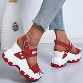 economico Sandali Sportivi-sandali con plateau chunky da donna – sandali sportivi con zeppa neri e bianchi con cinturini regolabili, scarpe estive alla moda per outfit casual e streetwear