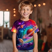 cheap Boy&#039;s 3D Vision &amp; Geometry-Boys 3D Graphic Galaxy Space T shirt Tee Short Sleeve 3D Print Summer Spring Active Sports Fashion Kids 3-12 Years Outdoor Casual Daily Regular Fit