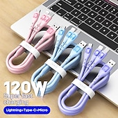 economico Cavetti per cellulari-3 in 1 design per mac 120w usb c multi cavo di ricarica veloce 3in1 cavo di ricarica per telefono multiplo usb c multi cavo con tipo c/micro usb/ip per samsung s23 s22 s21 per iphone 14 13 12 11 x xs