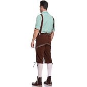economico pantaloni di pelle-Birra Oktoberfest Costume Lederhosen Camicia Cappello alpino Bavarese Bavarese Tedesco Monaco di Baviera Prati Per uomo Panno in stile tradizionale Blusa Shorts Cappello