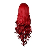 abordables Perruques de fête-perruque cosplay bouclée cheveux longs résistants à la chaleur spirale costume perruques anime mode ondulé bouclé cosplay quotidien fête rouge 32 80cm perruques de carnaval