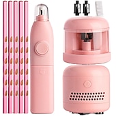 お買い得  文房具-電動文具セット電動鉛筆削り消しゴムデスクトップクリーナー組み合わせ